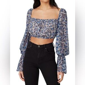 Fame and Partners The Willet Top floral crop top shirt blouse